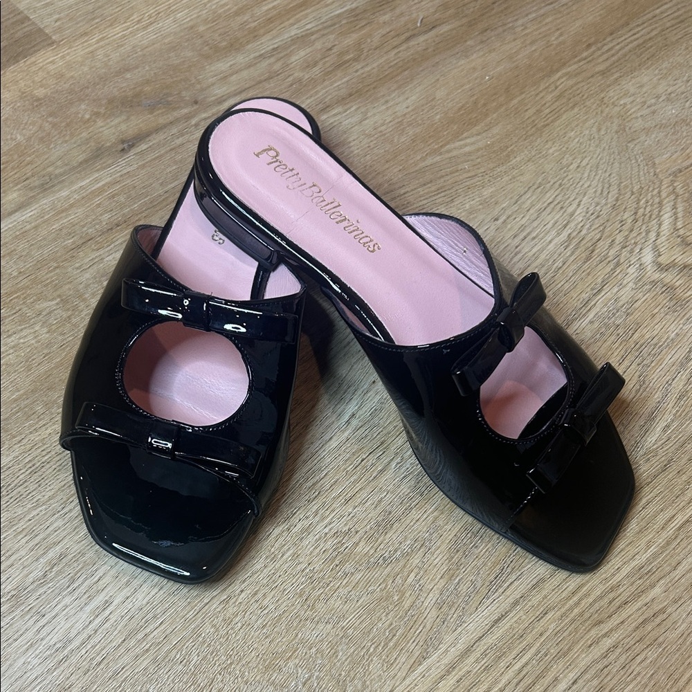 Pretty Ballerinas Glossy Black Mules size 37.5 - Picture 5 of 9